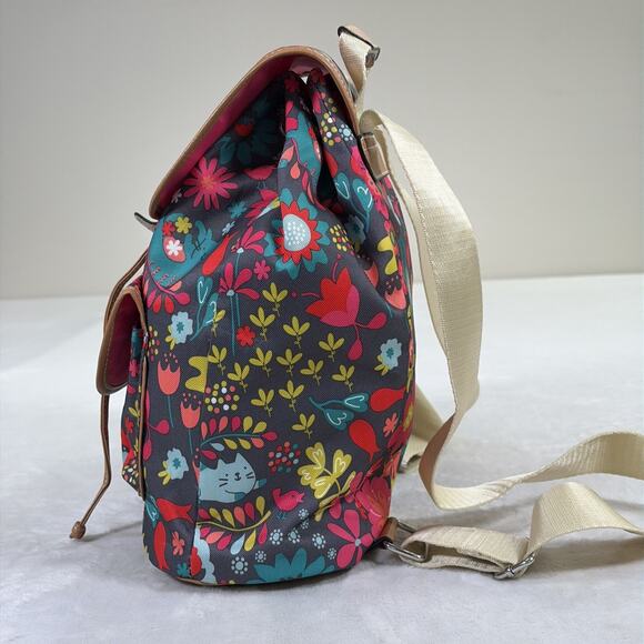 Lily Bloom Backpack Playful Garden Cats Eco-friendly Grey/Multi-Color Charity - Picture 2 of 15